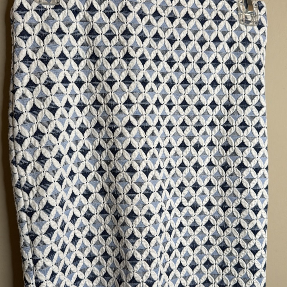 Zara Trafalac Geometric Blue and White pull on pencil Skirt size M - Picture 4 of 7